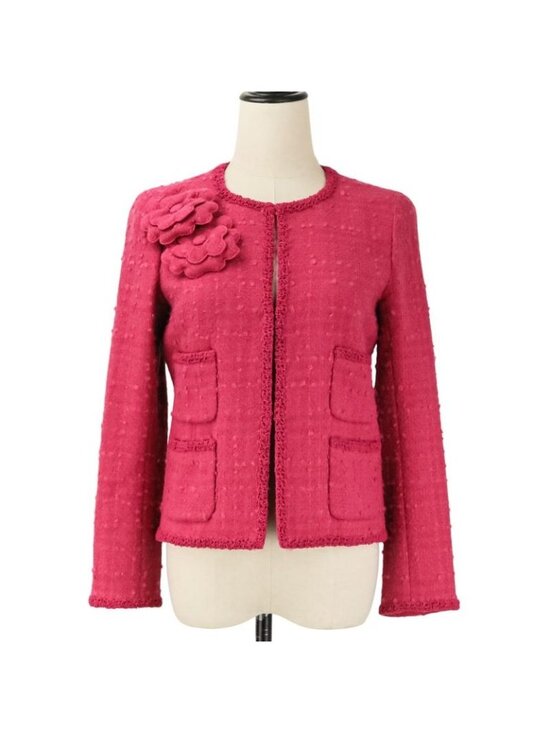 Chanel Jackets & Blazers - ★SOLD★ Chanel Camellia Cosage Tweed Jacket 34 Pink